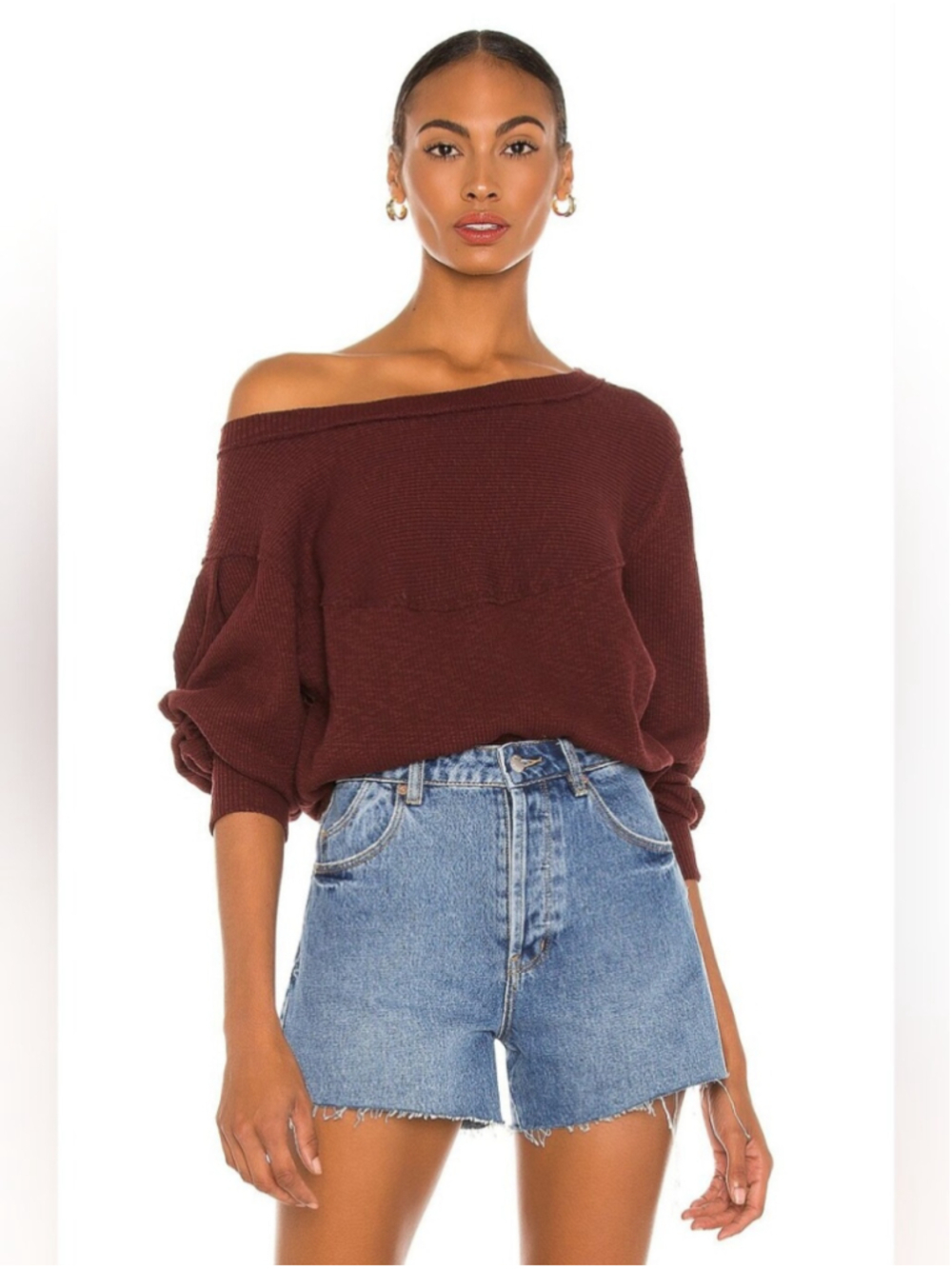 Free People | We The Free OG Long Sleeve Tee In Cherry Cola - Picture 2 of 13